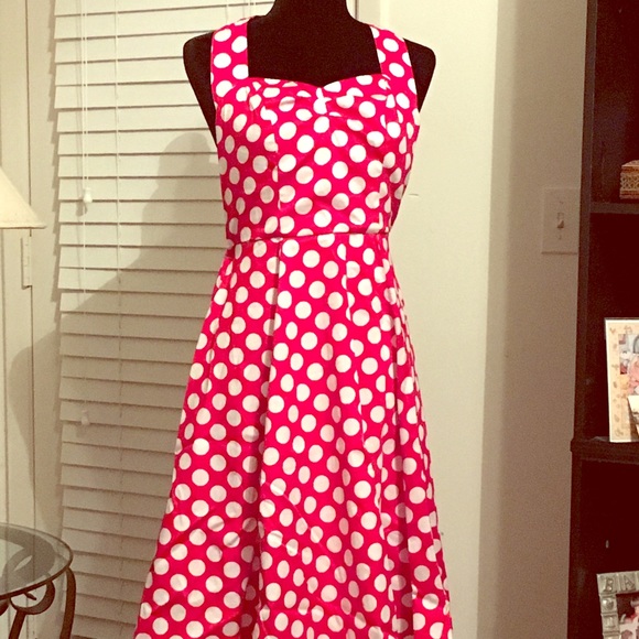 1950s red polka dot dress